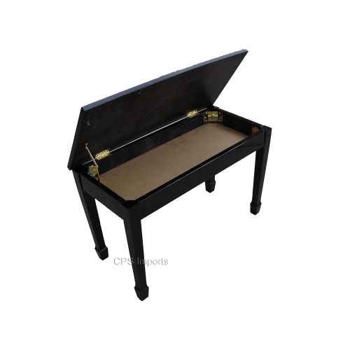  CPS Imports Ebony Wood Top Grand Piano Bench Stool with Music Storage