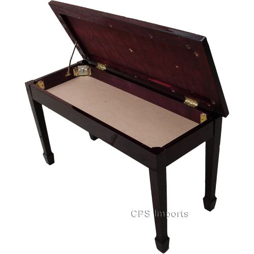  CPS Imports Mahogany Grand Piano Bench Stool with Music Storage