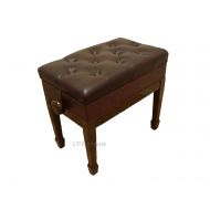 CPS Imports Adjustable Artist Piano Bench Stool in Walnut with Music Storage
