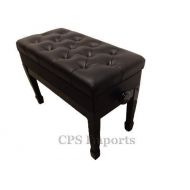 CPS Imports Adjustable Duet Size Genuine Leather Artist Piano Bench Stool in Ebony with Music Storage