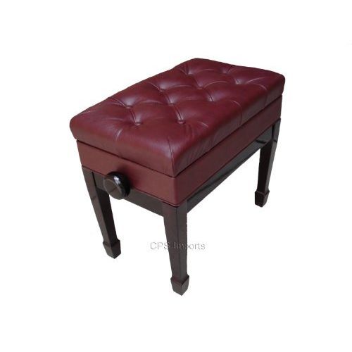  CPS Imports Adjustable Artist Piano Bench Stool in Mahogany with Music Storage