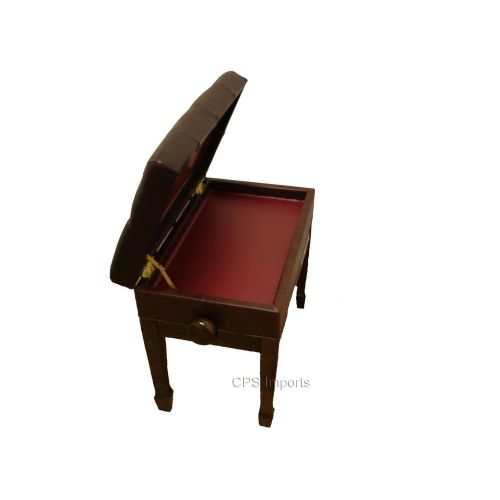  CPS Imports Adjustable Artist Piano Bench Stool in Walnut with Music Storage