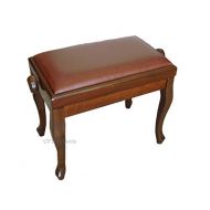 CPS Imports Adjustable Genuine Leather Classic Piano Bench Stool in Walnut