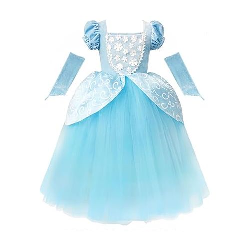  Cinderella Dress Princess Costume Halloween Party Dress up Blue