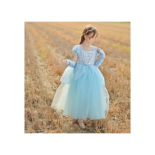  Cinderella Dress Princess Costume Halloween Party Dress up Blue