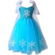 CQDY Elsa Princess Dress, Sleeveless Frozen Snow Girl Party Dress Tutu Dress