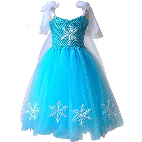  CQDY Elsa Princess Dress, Sleeveless Frozen Snow Girl Party Dress Tutu Dress