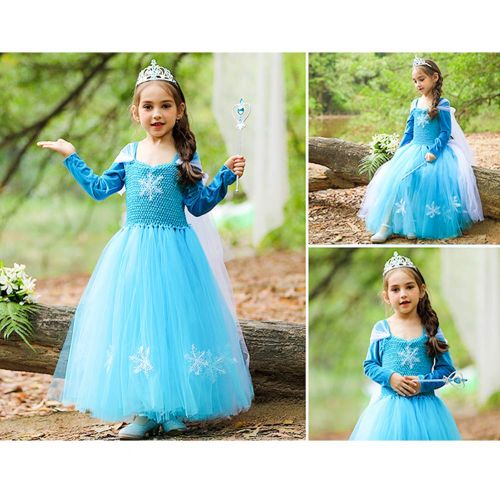  CQDY Elsa Princess Dress, Sleeveless Frozen Snow Girl Party Dress Tutu Dress