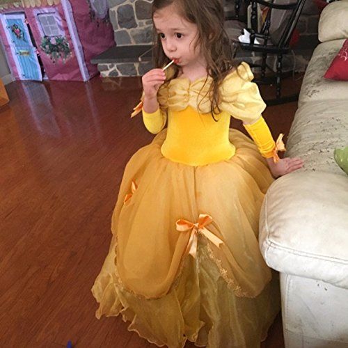  CQDY Belle Costume for Girls Yellow Princess Dress Party Christmas Halloween Cosplay Dress up 2-13 Years