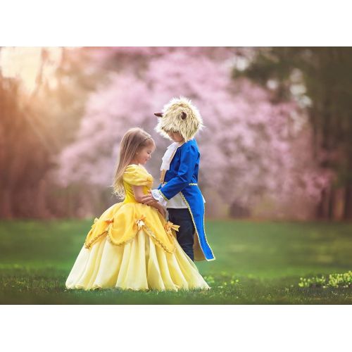  CQDY Belle Costume for Girls Yellow Princess Dress Party Christmas Halloween Cosplay Dress up 2-13 Years