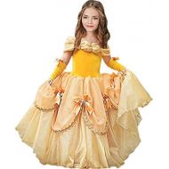 CQDY Princess Costume for Girls Yellow Dress Party Christmas Halloween Cosplay Dress up