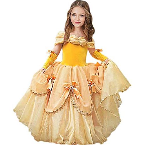  CQDY Princess Costume for Girls Yellow Dress Party Christmas Halloween Cosplay Dress up