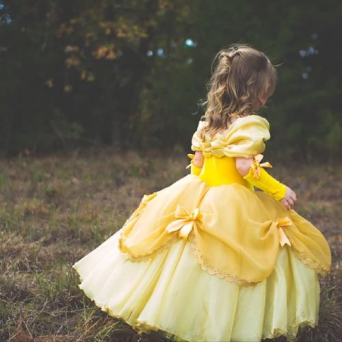  CQDY Princess Costume for Girls Yellow Dress Party Christmas Halloween Cosplay Dress up