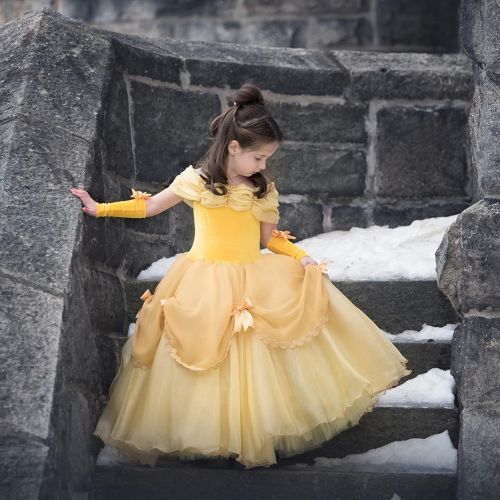  CQDY Princess Costume for Girls Yellow Dress Party Christmas Halloween Cosplay Dress up