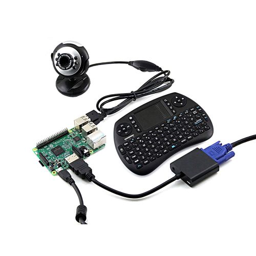  CQRobot DIY Open Source Electronic Hardware Kits for Raspberry Pi 3 Model B, Including Raspberry Pi 3(1.2GHz 64-bit Quad-core ARM Cortex-A53)+USB Camera+Mini Wireless Keyboard+Micr