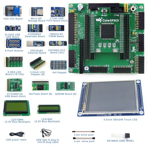  CQRobot Designed for ALTERA Cyclone II Series, Features the EP2C5 Onboard, Open Source Electronic Hardware EP2C5 FPGA Development Board Kit, Includes DVK601 Mother Board+EP2C5 Core Board+3