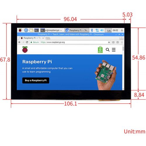  CQRobot HDMI Display for Raspberry Pi and Mini PCs(BB Black, Banana Pi), 800 x 480 HD Resolution, Capacitive Touch Panel, 4.3 inch IPS Screen, Supports RaspbianUbuntuKaliRetropieWIN10