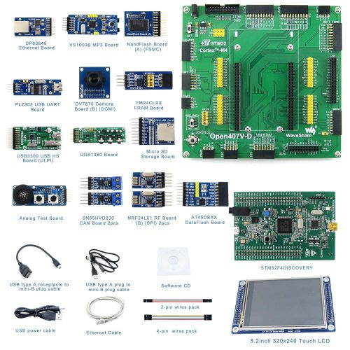  CQRobot Designed for the STM32F4DISCOVERY, Features the STM32F407VGT6 MCU, Open Source Electronic STM32 Development Kit, Includes STM32F4DISCOVERY+STM32F407VGT6+3.2 inch LCD+USB3300 USB HS