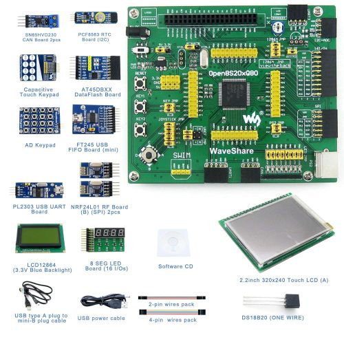  CQRobot Designed for the STM8S Series, Open Source Electronic Hardware STM8 Development Board Kit, Features the STM8S208MB MCU, 8-bit Core, Includes STM8 MCU Development Board+2.2 inch LCD