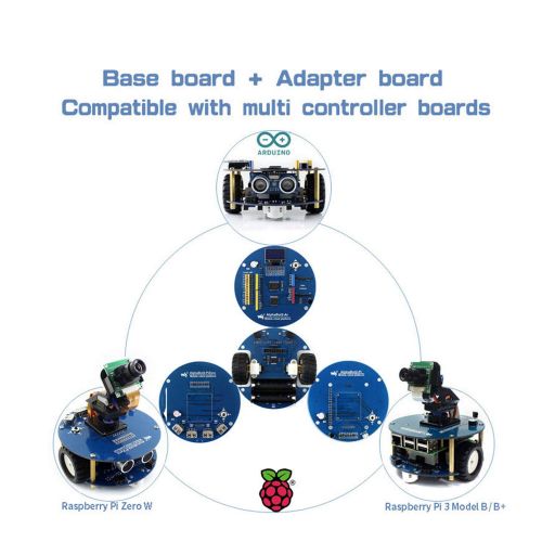  CQRobot Alphabot2 Robot Building Kit For Raspberry Pi 3 Model B, Includes RPi 3 B, Alphabot2-Base Substrate, Alphabot2-Pi Adapter Board and Camera, Achieves Obstacle Avoidance, Tracking, V