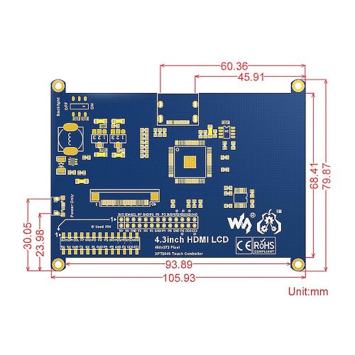  CQRobot 4.3 inch HDMI Display for Raspberry Pi, 480x272 HD Resolution with Resistive Touch Screen, Suitable for Raspberry Pi ZeroZero WZero WhA+B+2B3B, with Drivers for Raspb