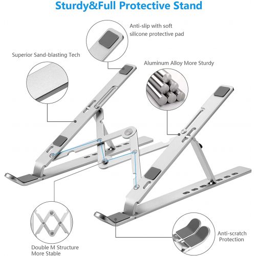  [아마존베스트]Leeboom Laptop Stand, Laptop Holder Riser Computer Stand, Adjustable Aluminum Foldable Portable Notebook Stand, Compatible with MacBook Air Pro, HP, Lenovo, Dell, More 10-15.6” Laptops and