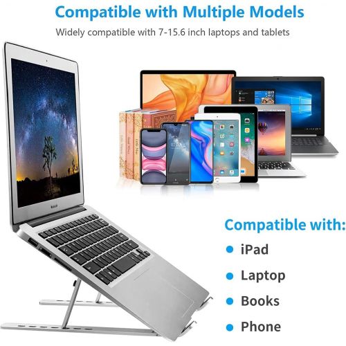  [아마존베스트]Leeboom Laptop Stand, Laptop Holder Riser Computer Stand, Adjustable Aluminum Foldable Portable Notebook Stand, Compatible with MacBook Air Pro, HP, Lenovo, Dell, More 10-15.6” Laptops and