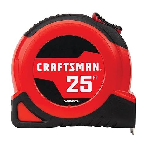  CRAFTSMAN 25-Ft Tape Measure with Fraction Markings, Retractable, Self-Locking Blade (CMHT37225)