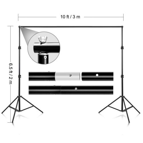 CRAPHY Portable Photo Studio 10 x 6.5ft Background Stand Kit Backdrop Support System with Muslin Cotton Background (Green Black White, 9ft x 6ft) and Carrying Bag