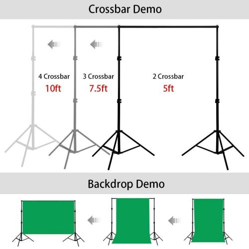  CRAPHY Portable Photo Studio 10 x 6.5ft Background Stand Kit Backdrop Support System with Muslin Cotton Background (Green Black White, 9ft x 6ft) and Carrying Bag