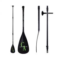 CRAZY ABALONE 3 Piece Adjustable SUP Paddle Ultralight Stand Up Paddle with Plastic Pole Carbon Blade and Handle Black