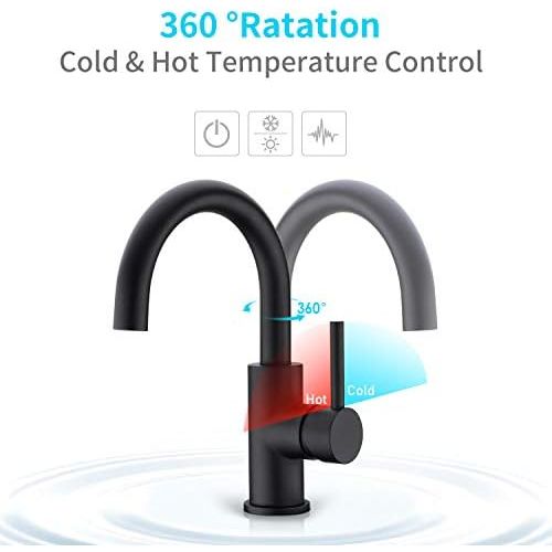  Bar Sink Faucet Crea Stainless Steel Farmhouse Bathroom Lavatory Sink Faucet Mixer,Small Kitchen Faucet Tap, Black