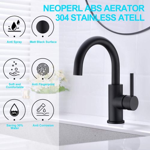  Bar Sink Faucet Crea Stainless Steel Farmhouse Bathroom Lavatory Sink Faucet Mixer,Small Kitchen Faucet Tap, Black