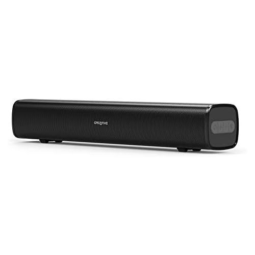  Creative Stage Air Portable and Compact Under Monitor Soundbar in Black (Portable, Compact, USB powered, Passive Radiator for Big Bass, Bluetooth, AUX input, 6 hours battery life)