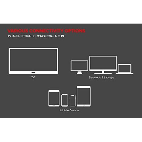  Creative Stage 2.1 Channel Soundbar with Subwoofer for TV, Computer and Ultra Wide Screens, Bluetooth/Optical Input/TV ARC/AUX Input, Remote Control and Wall Mounting Kit