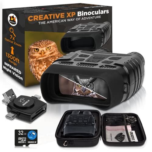  CREATIVE XP Digital Night Vision Binoculars for 100% Darkness - Save Photos & Videos with Audio ? 4x35 mm Infrared Spy Gear for Hunting & Surveillance ? Large Screen, 1000ft Viewin