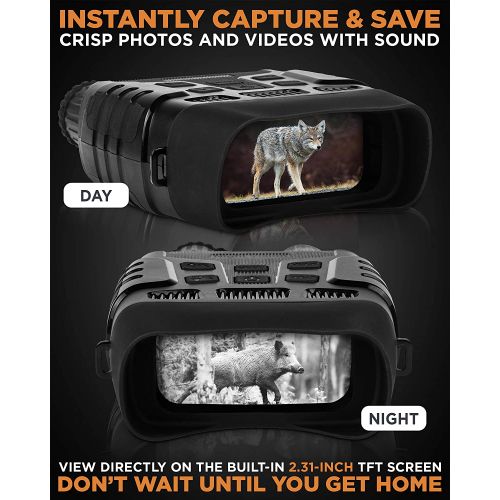  CREATIVE XP Digital Night Vision Binoculars for 100% Darkness - Save Photos & Videos with Audio ? 4x35 mm Infrared Spy Gear for Hunting & Surveillance ? Large Screen, 1000ft Viewin