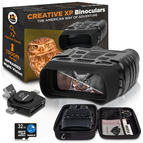  CREATIVE XP Digital Night Vision Binoculars for 100% Darkness - Save Photos & Videos with Audio ? 4x35 mm Infrared Spy Gear for Hunting & Surveillance ? Large Screen, 1000ft Viewin