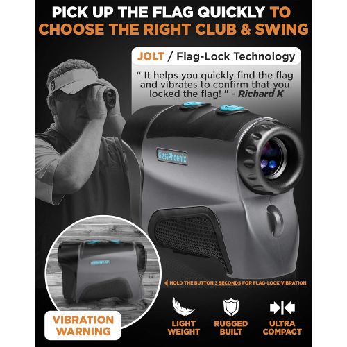  CreativeXP Golf Rangefinder 1100 Yards - Range Finder for Hunting and Archery, 6X Digital Rangefinders with Slope Mode, Pro Flag-Lock and Angle Compensation  Case Holder & Hand St