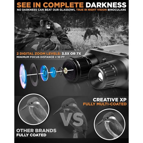  [아마존베스트]CREATIVE XP Digital Night Vision Binoculars for Complete Darkness - GlassOwl Infrared Night Vision Goggles for Hunting, Spy and Surveillance