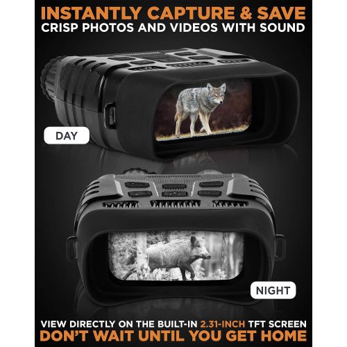  [아마존베스트]CREATIVE XP Digital Night Vision Binoculars for 100% Darkness - Save Photos & Videos with Audio  4x35 mm Infrared Spy Gear for Hunting & Surveillance  Large Screen & 1000ft Viewi