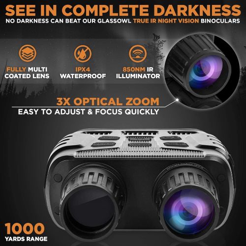  [아마존베스트]CREATIVE XP Digital Night Vision Binoculars for 100% Darkness - Save Photos & Videos with Audio  4x35 mm Infrared Spy Gear for Hunting & Surveillance  Large Screen & 1000ft Viewi