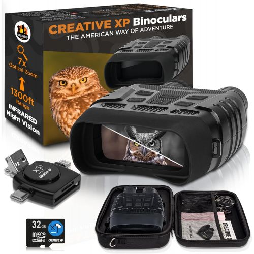  [아마존베스트]CREATIVE XP Digital Night Vision Binoculars for 100% Darkness - Save Photos & Videos with Audio  4x35 mm Infrared Spy Gear for Hunting & Surveillance  Large Screen & 1000ft Viewi