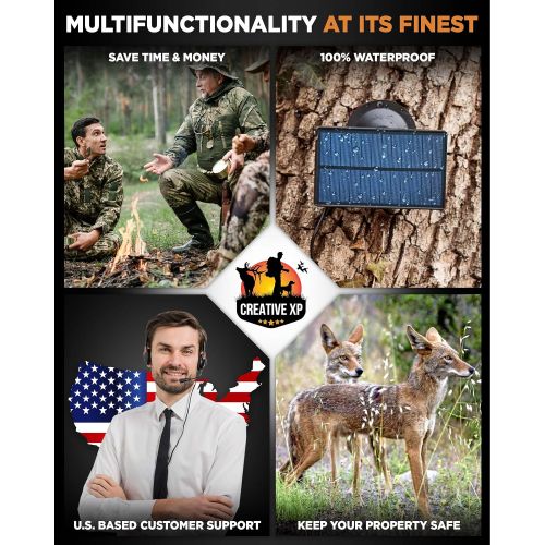  [아마존베스트]CREATIVE XP Trail Camera Solar Panel Kit - Waterproof 12V Solar Charger with 2400 mAh Rechargeable Lithium Battery - Outdoor Power System for All Hunting Cameras