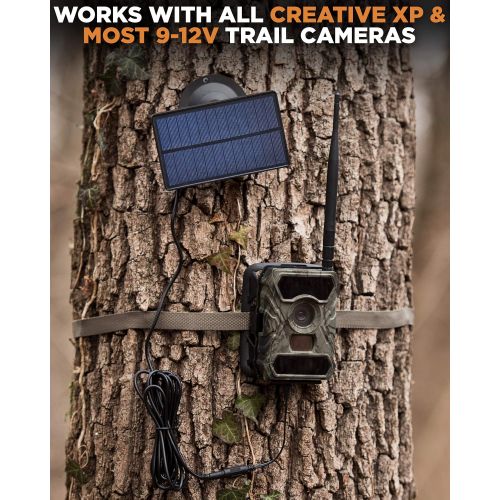  [아마존베스트]CREATIVE XP Trail Camera Solar Panel Kit - Waterproof 12V Solar Charger with 2400 mAh Rechargeable Lithium Battery - Outdoor Power System for All Hunting Cameras