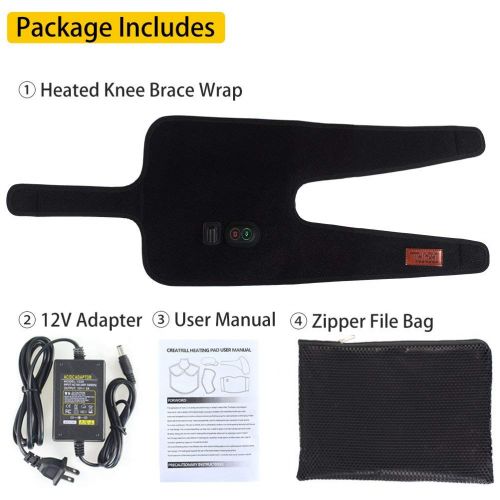  CREATRILL Creatrill Massaging Heated Knee Brace Wrap, Heat & Massage 3 Settings, Heating Pad Wrap with 2 Vibration Motors for Knee Injury, Cramps Arthritis Recovery, Massager for Muscles Pai