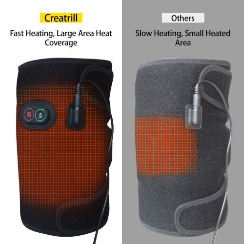  CREATRILL Creatrill Massaging Heated Knee Brace Wrap, Heat & Massage 3 Settings, Heating Pad Wrap with 2 Vibration Motors for Knee Injury, Cramps Arthritis Recovery, Massager for Muscles Pai