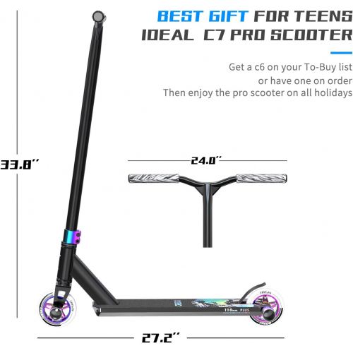  CREDO STREET Pro Scooter-Stunt Scooter-Designed for Boys and Girls,Teens-Trick Pro Scooter Perfet for 8+ and Suitable for Riders of All Levels (C7-Black/NEO)