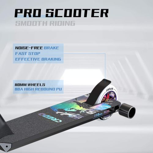  CREDO STREET Pro Scooter-Stunt Scooter-Designed for Boys and Girls,Teens-Trick Pro Scooter Perfet for 8+ and Suitable for Riders of All Levels (C7-Black/NEO)