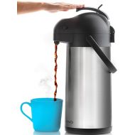 Coffee Carafe with Pump - 101oz / 3L Airpot 12 Hours Large Carafe Hot Cocoa Dispenser for Parties-Hot Water Dispenser, Tea Flask-Insulated Stainless Steel Hot Beverage Dispenser-Thermal Carafe Air Pot